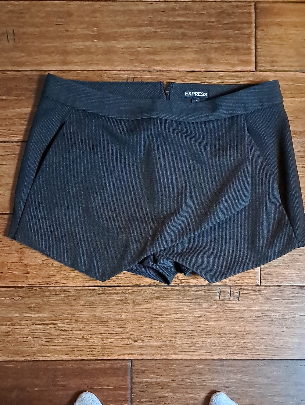 Express Black Pinstripe Tailored Skort Shorts